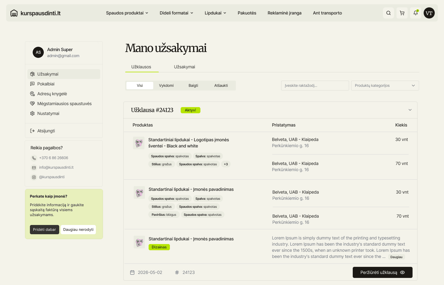 KurSpausdinti platformos vaizdas