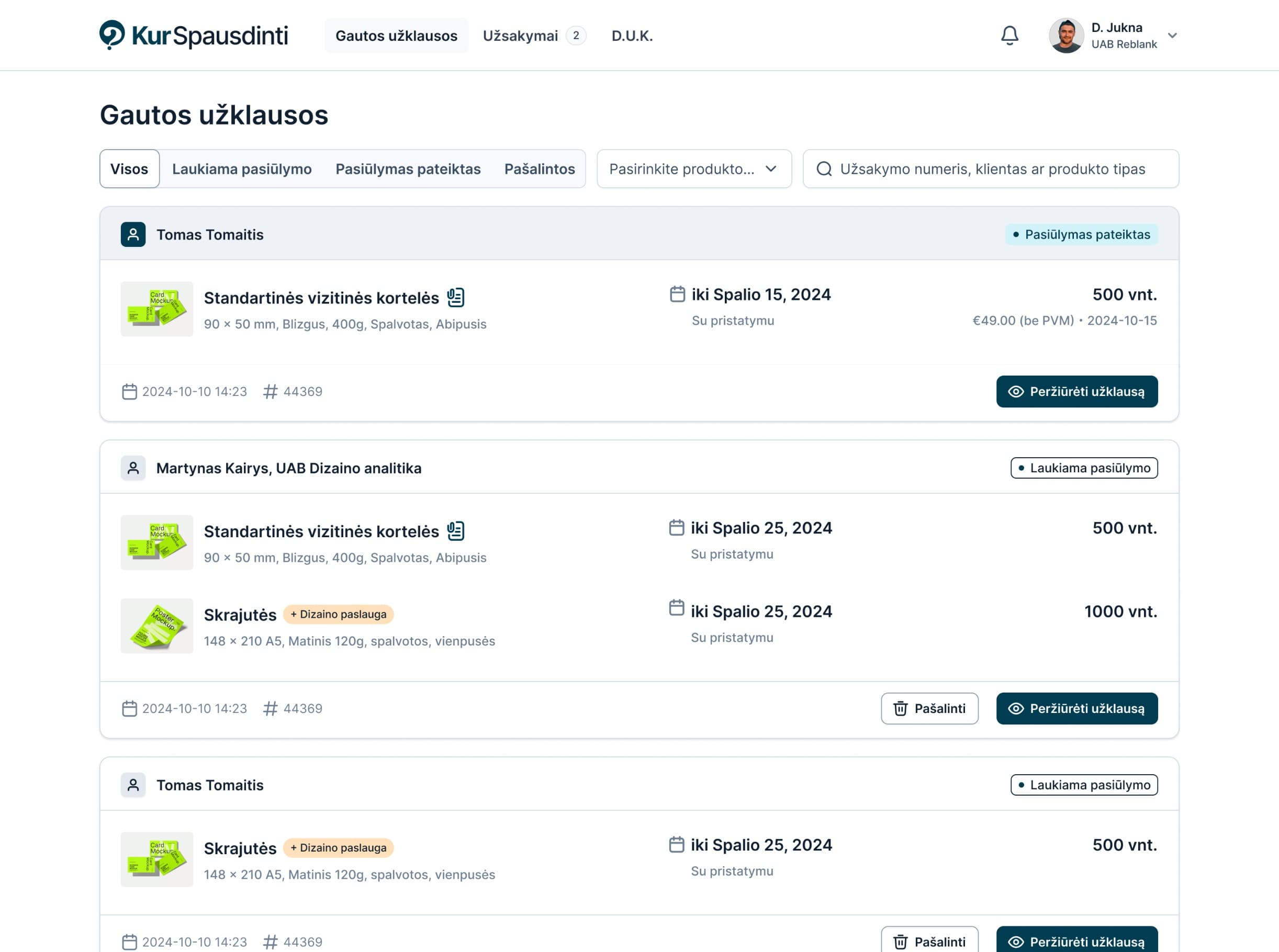 KurSpausdinti platform preview
